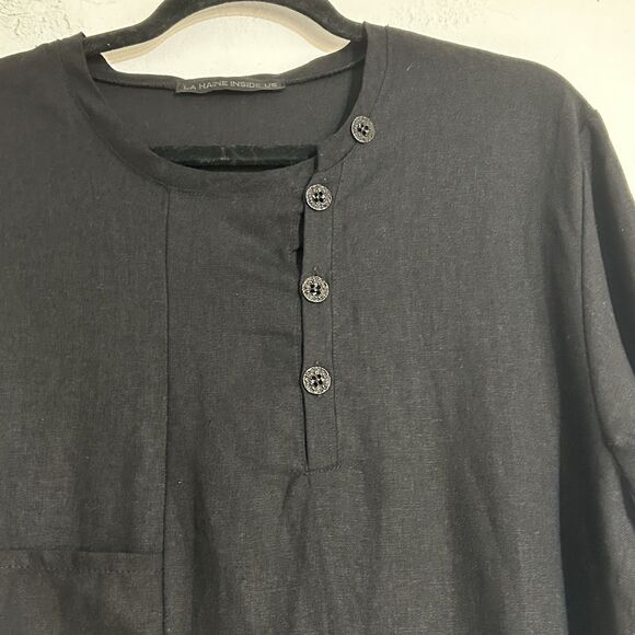 La Haine Inside Us Short Sleeve Viscose Linen Button Tunic Medium Lagenlook - Picture 5 of 12
